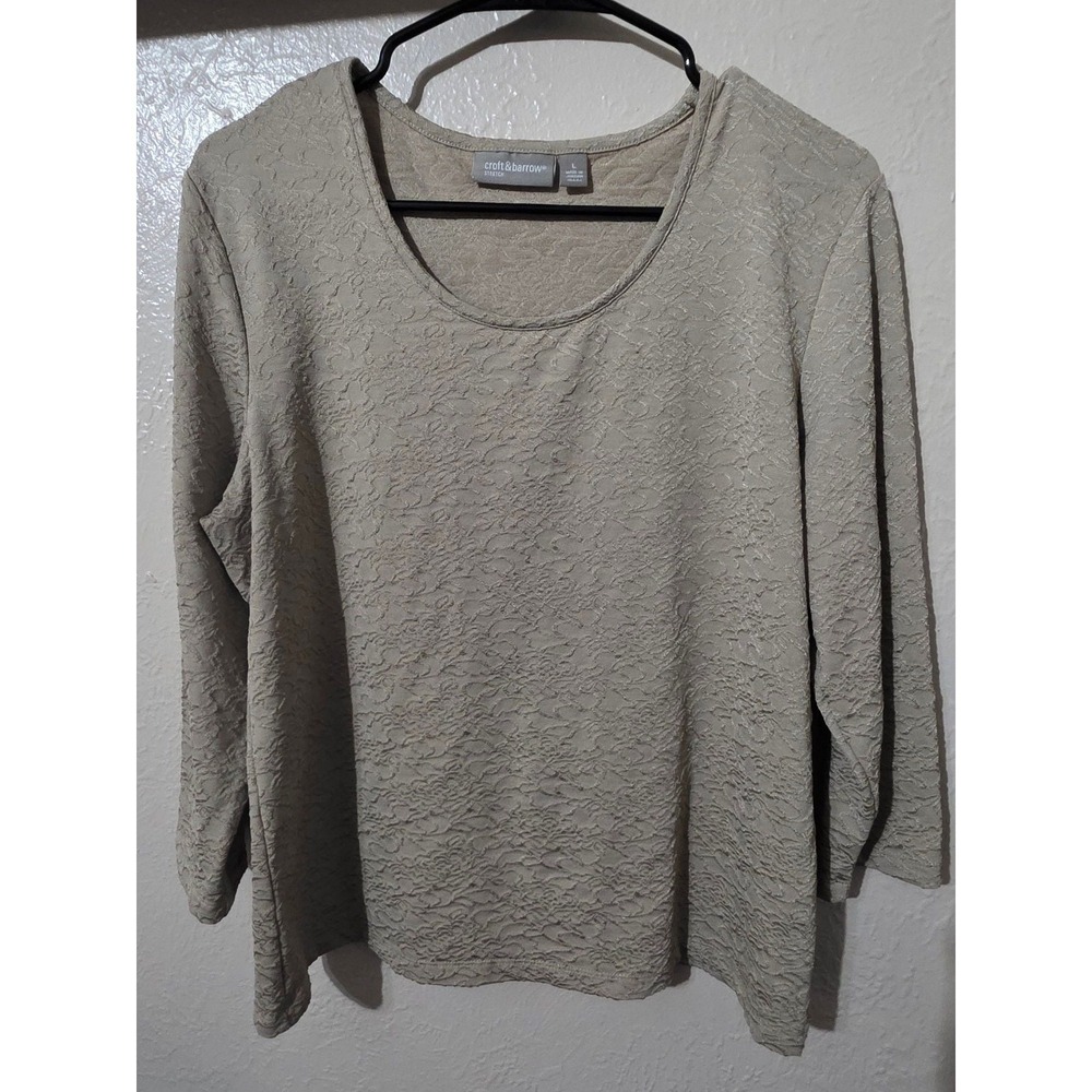Croft & Barrow Stretch Textured Long Sleeve Top Size L